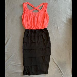 Black and coral dress